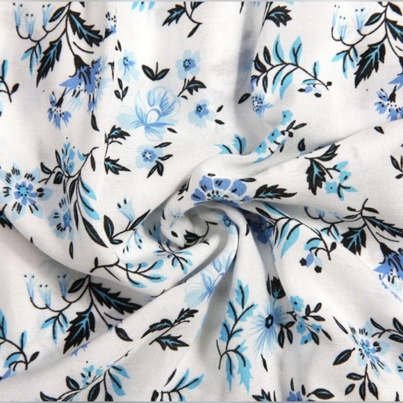 Bohemian Square Neck Floral Print Ruffle Vintage F - Picture 3 of 4